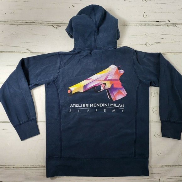 Supreme Atelier Mendini Gun Milan Navy Long Sleeve Sweatshirt Mens  